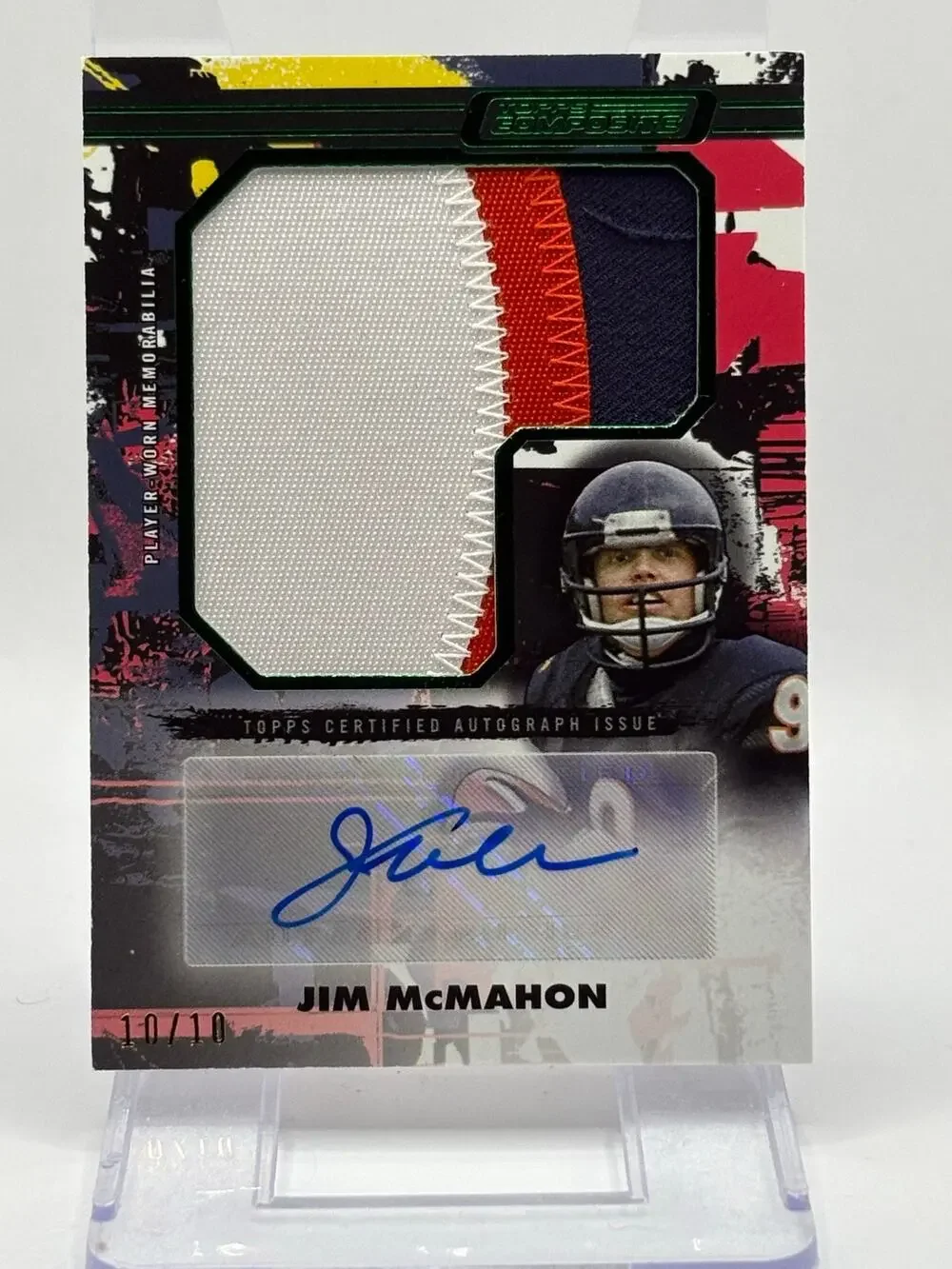 2023 Topps Composite Jim McMahon 3 Color Jersey Patch Auto 10/10 SSP Bears